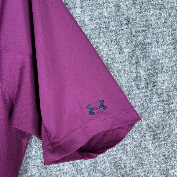 Under Armour Shirt Mens Medium Golf‎ Polo Heatgear Loose Short-Sleeve Purple - Picture 7 of 13